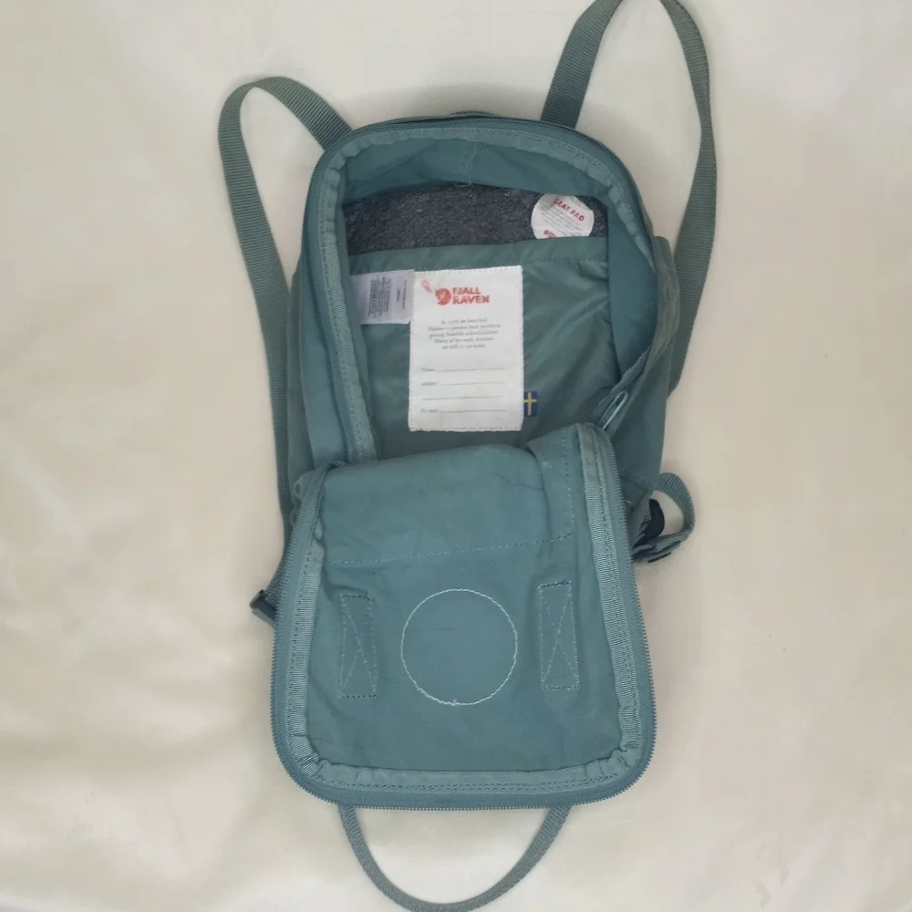 Fjallraven Kanken Mini Frost Green Bohemian Utility Adjustable Strap Backpack